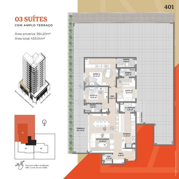 Apartamento à venda com 3 quartos, 364m² - Foto 2