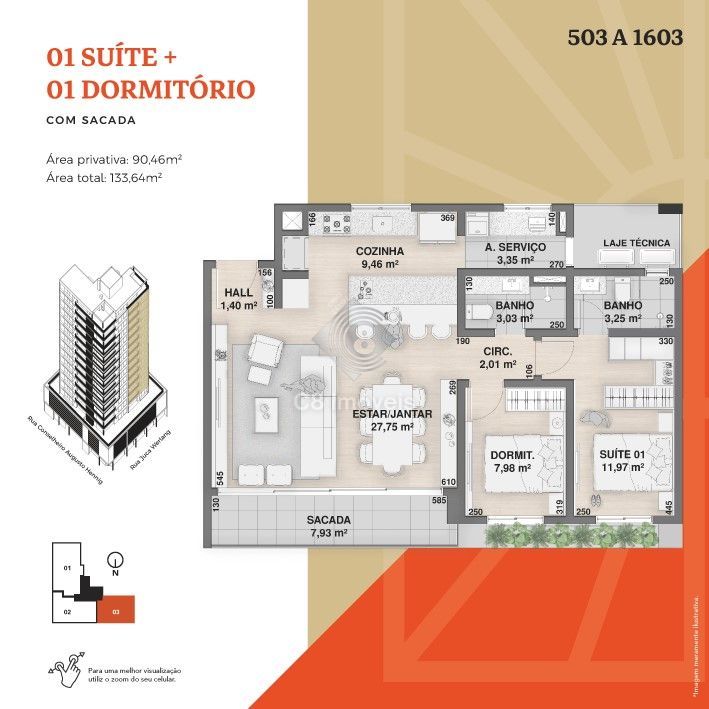 Apartamento à venda com 2 quartos, 90m² - Foto 2