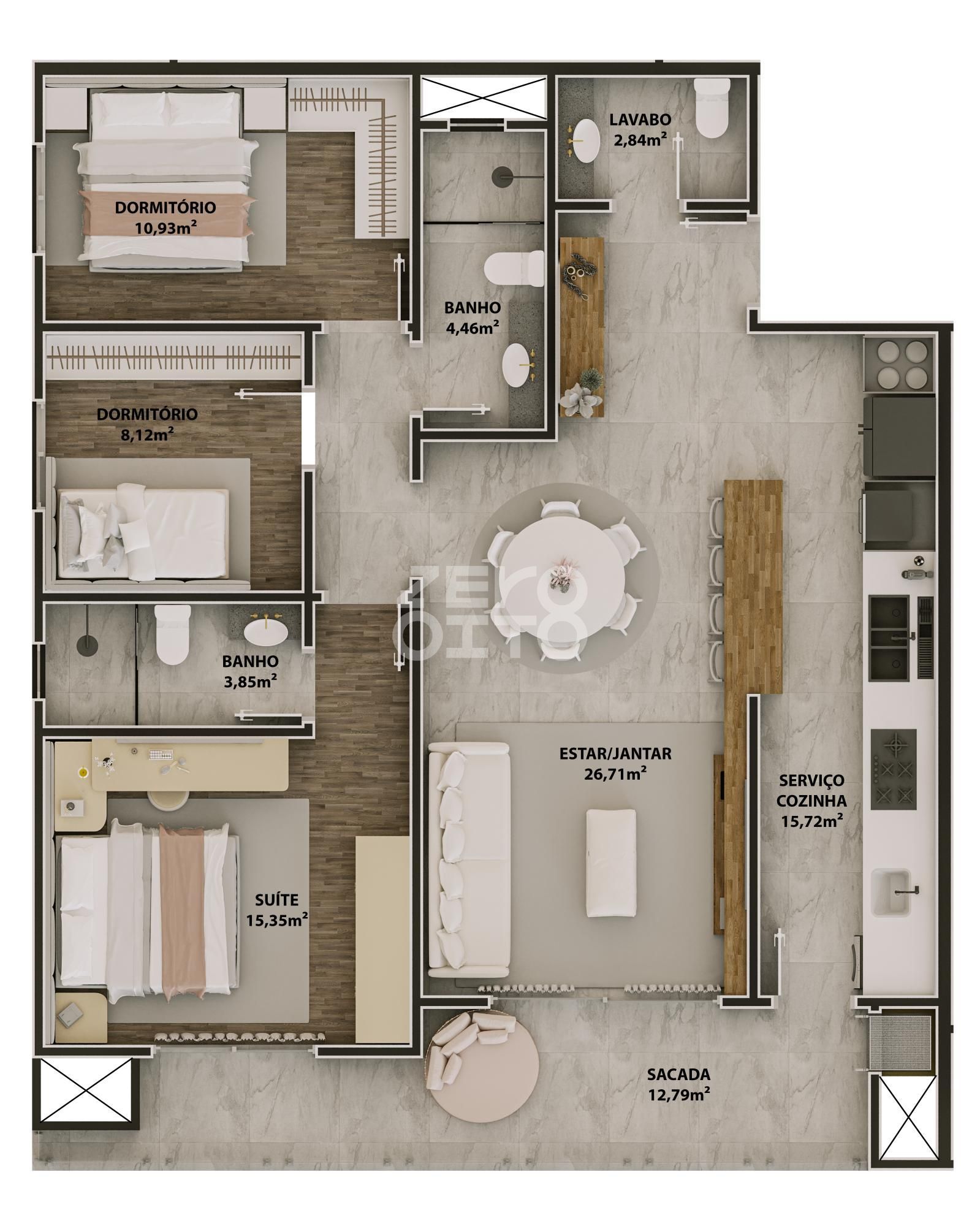 Apartamento 3 dormitórios