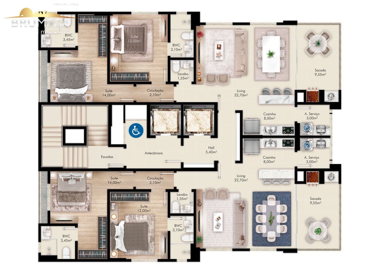 Apartamento de 3 quartos, 119m² no bairro Cento, em Itapema | Eu Corretor