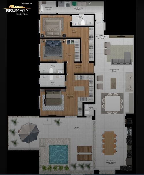 Apartamento de 3 quartos, 242m² no bairro Souza Cruz, em Brusque | Eu Corretor