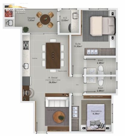 Apartamento de 2 quartos, 69m² no bairro Santa Terezinha, em Brusque | Eu Corretor