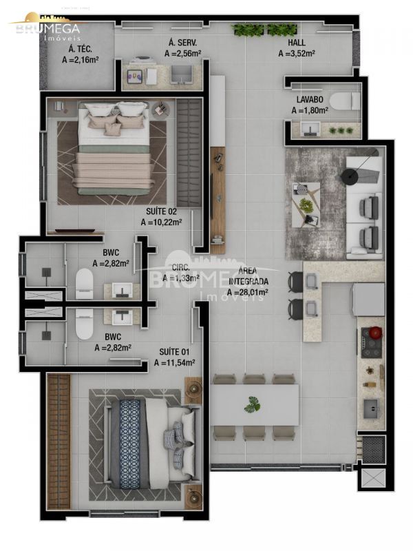 Apartamento de 2 quartos, 78m² no bairro Guarani, em Brusque | Eu Corretor