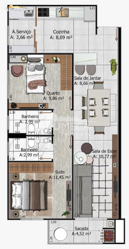 Apartamento de 2 quartos, 106m² no bairro Santa Terezinha, em Brusque | Eu Corretor
