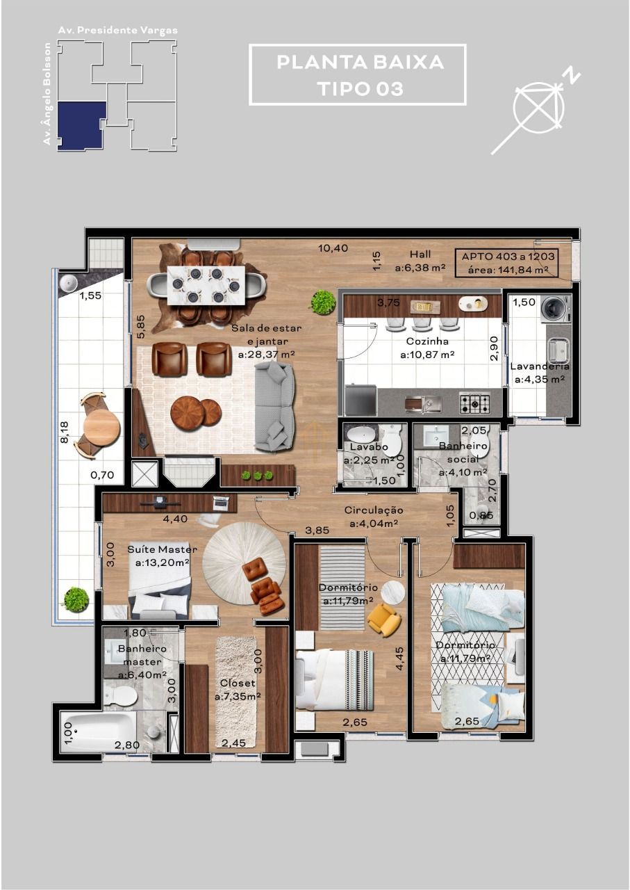 Apartamento à venda com 3 quartos, 141m² - Foto 2