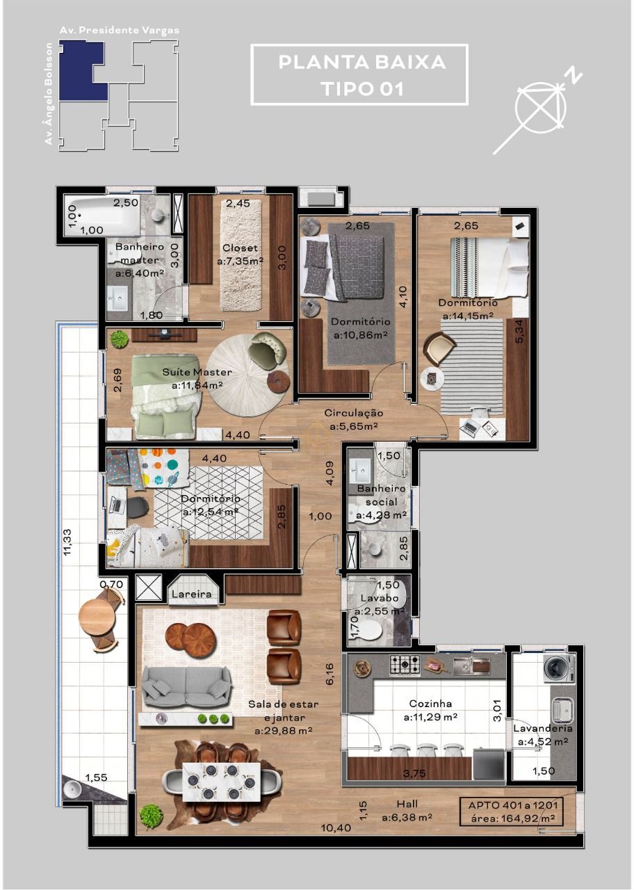 Apartamento à venda com 3 quartos, 141m² - Foto 3