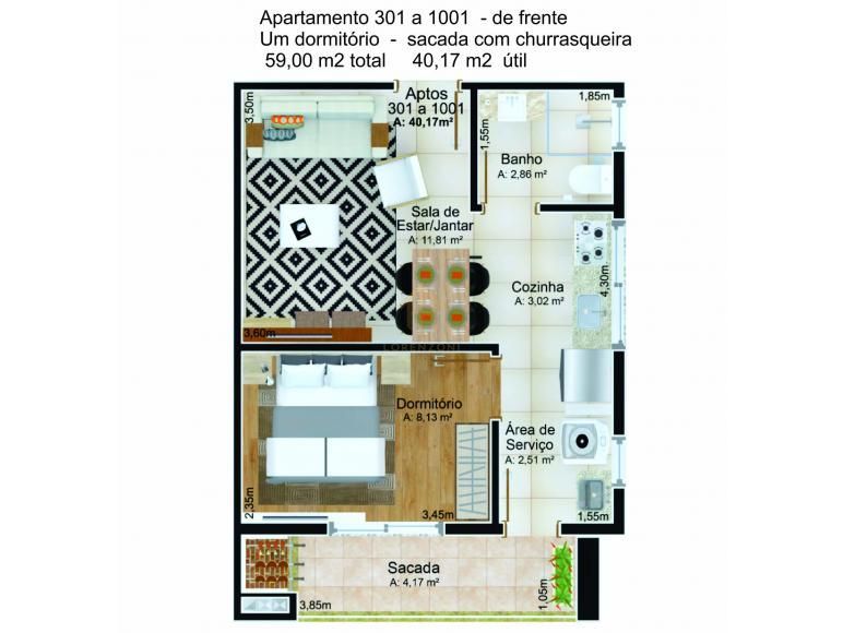 Apartamento, 1 quarto, 40 m² - Foto 2