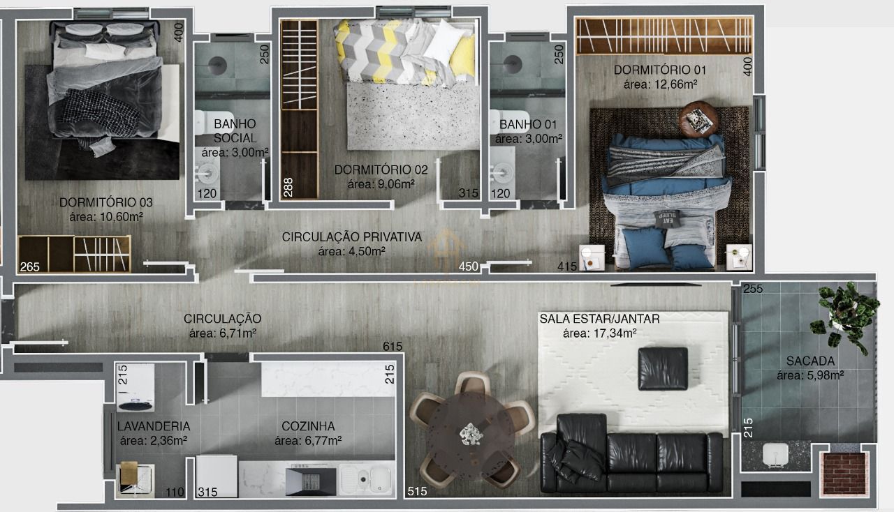 Apartamento, 3 quartos, 99 m² - Foto 2