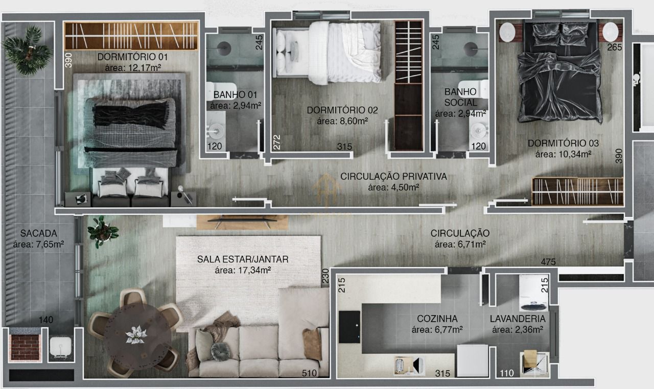 Apartamento, 3 quartos, 99 m² - Foto 3