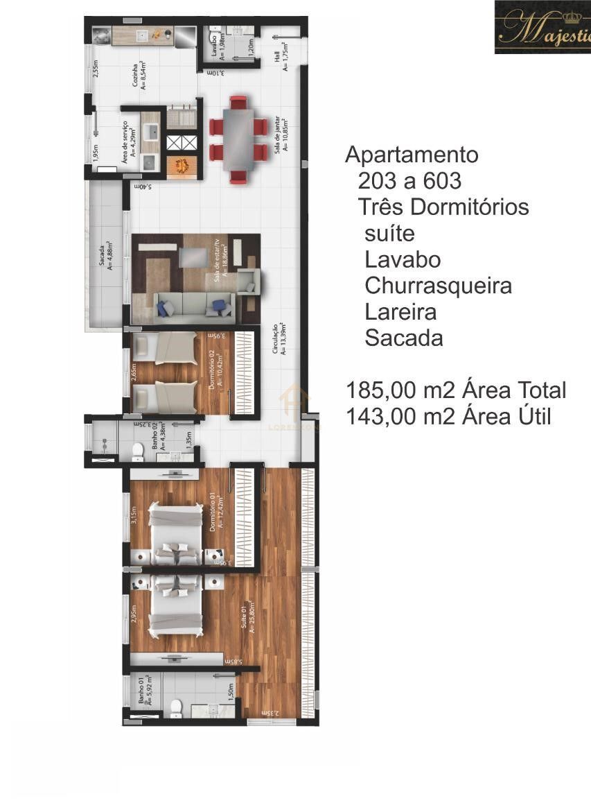 Apartamento à venda com 3 quartos, 143m² - Foto 2