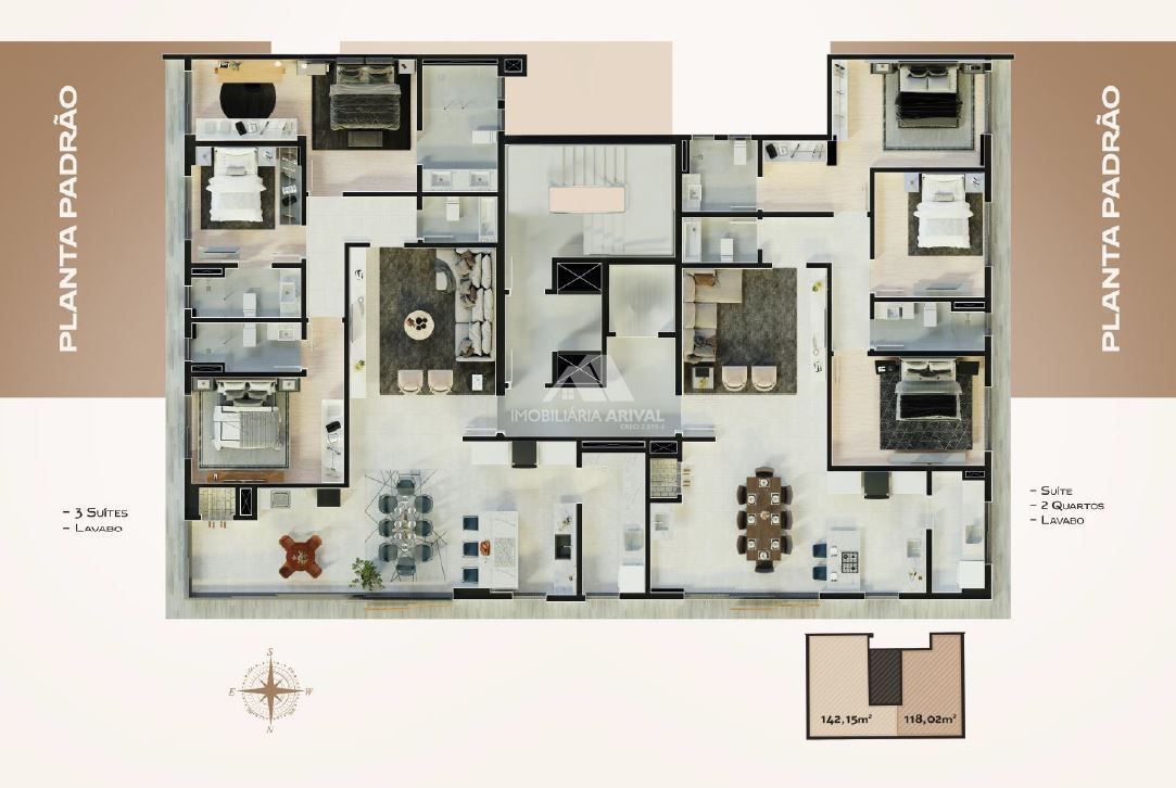 Apartamento de 3 quartos, 118m² no bairro Jardim Itália, em Chapecó | Eu Corretor