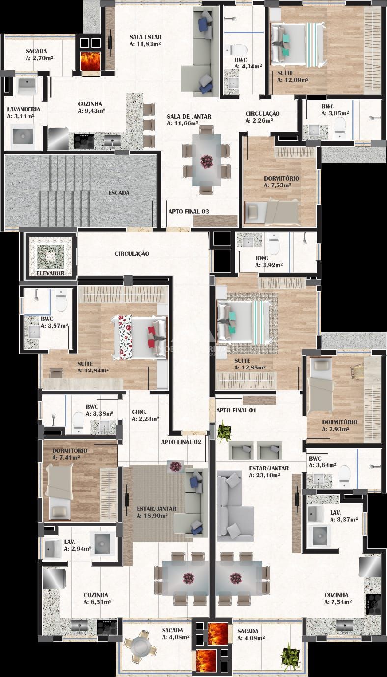 Apartamento de 2 quartos, 72m² no bairro Santa Maria, em Chapecó | Eu Corretor