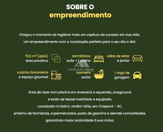 Apartamento de 2 quartos, 70m² no bairro Jardim Itália, em Chapecó | Eu Corretor