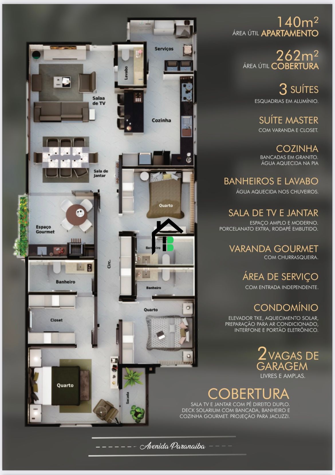 Apartamento de 3 quartos, 140m² no bairro Centro, em Patos de Minas | Eu Corretor