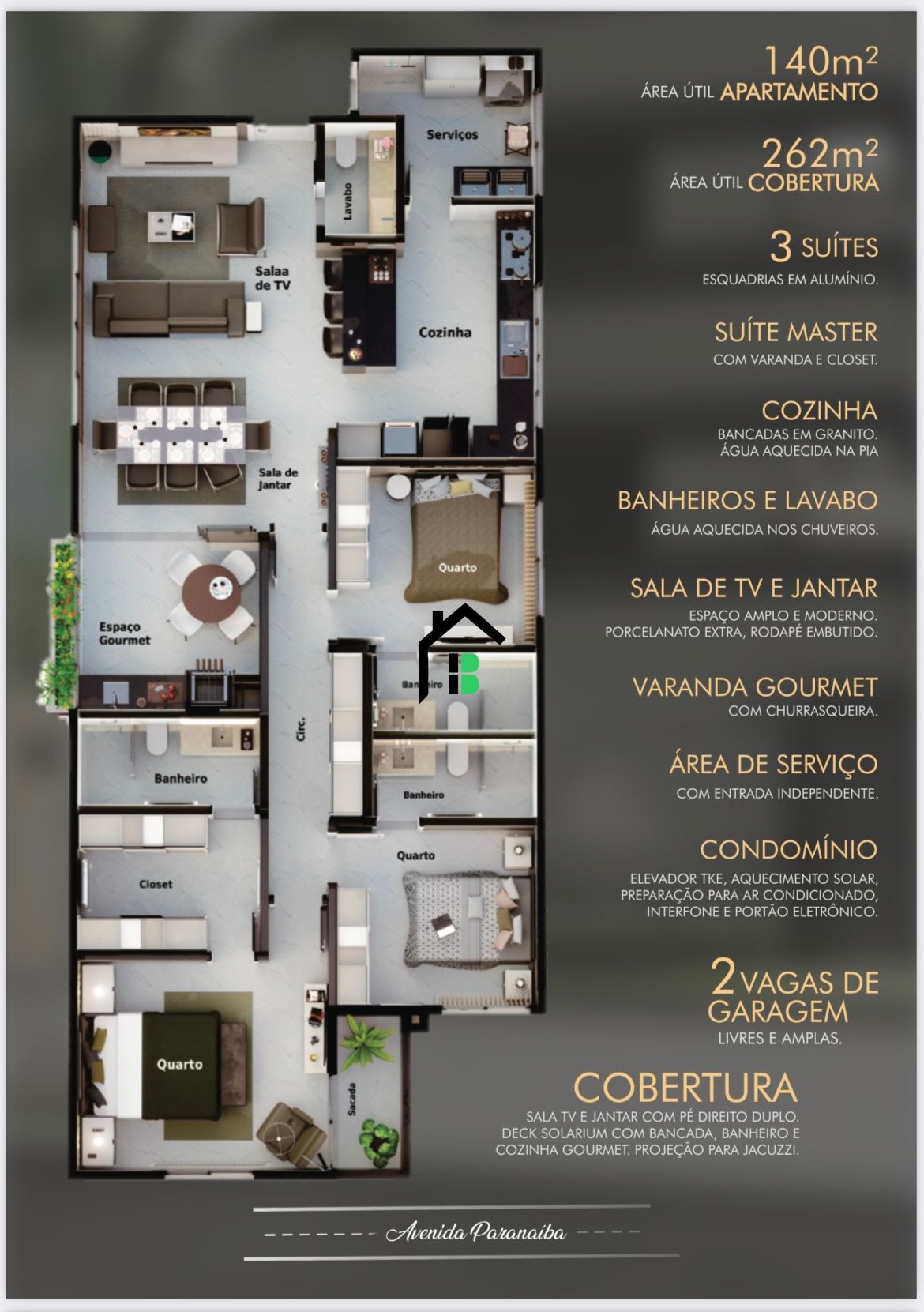 Apartamento à venda com 3 quartos, 140m² - Foto 3