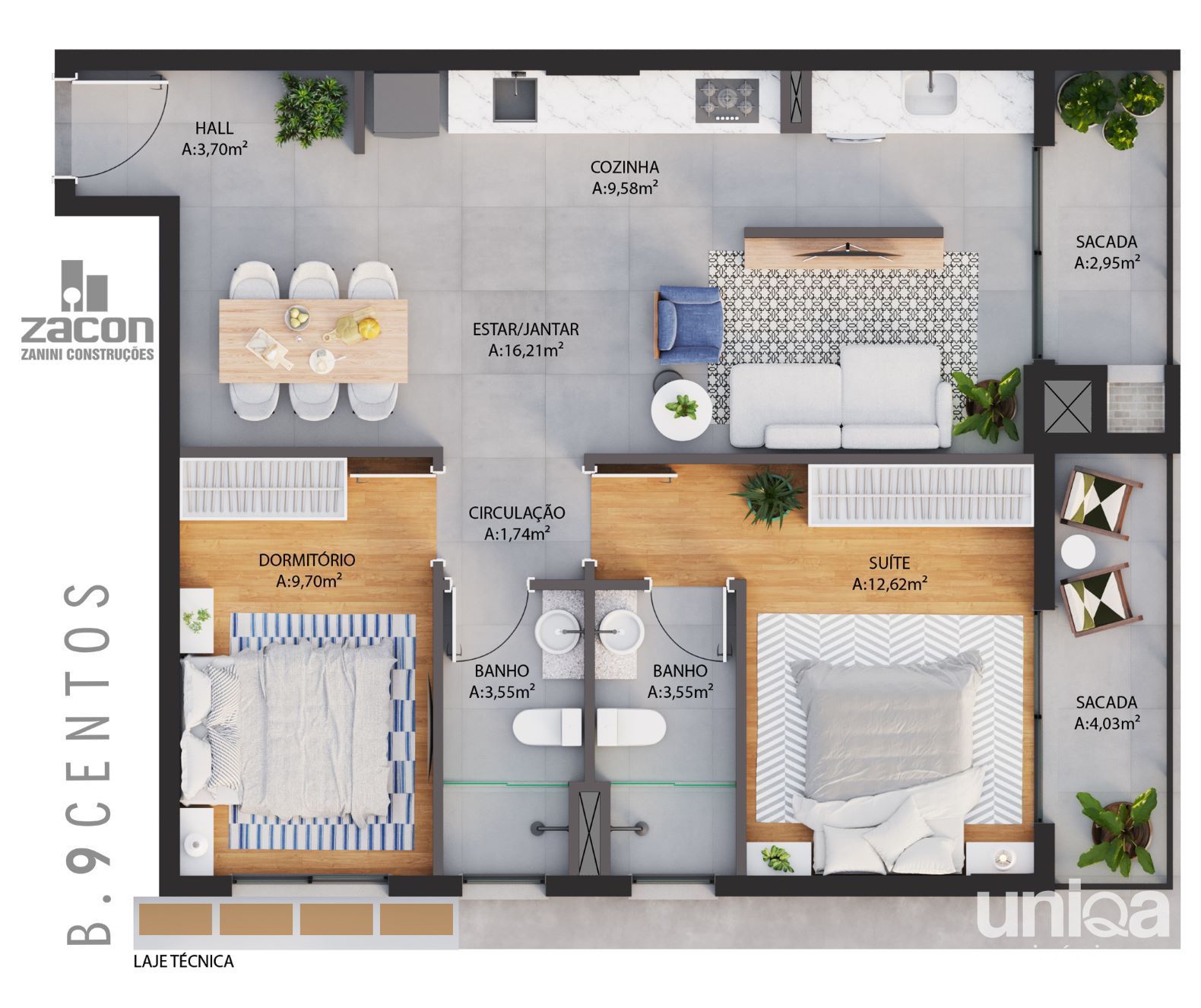 Apartamento dois dormitórios a venda no centro de Santa Maria ed B9centos