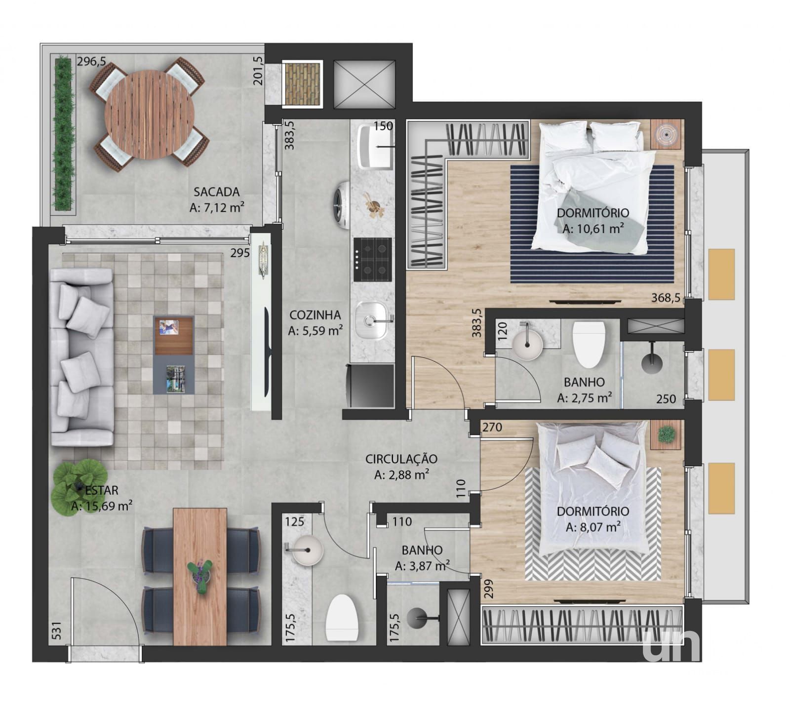 Apartamento 02 dormitório com garagem para venda ed Uniqo em camobi próx UFSM