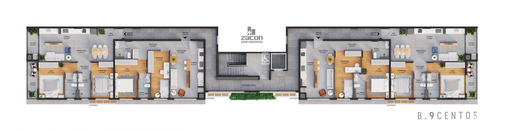 Apartamento dois dormitórios a venda no centro de Santa Maria ed B9centos