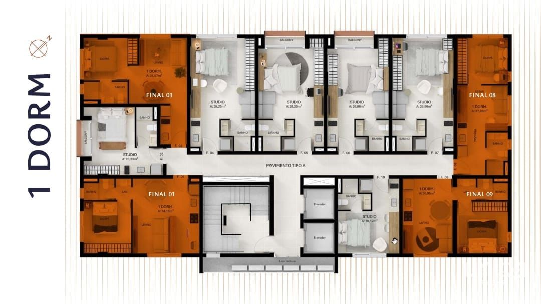 Apartamento 01 dormitório para venda no ed Verso bairro Dores - Entrega abril/28