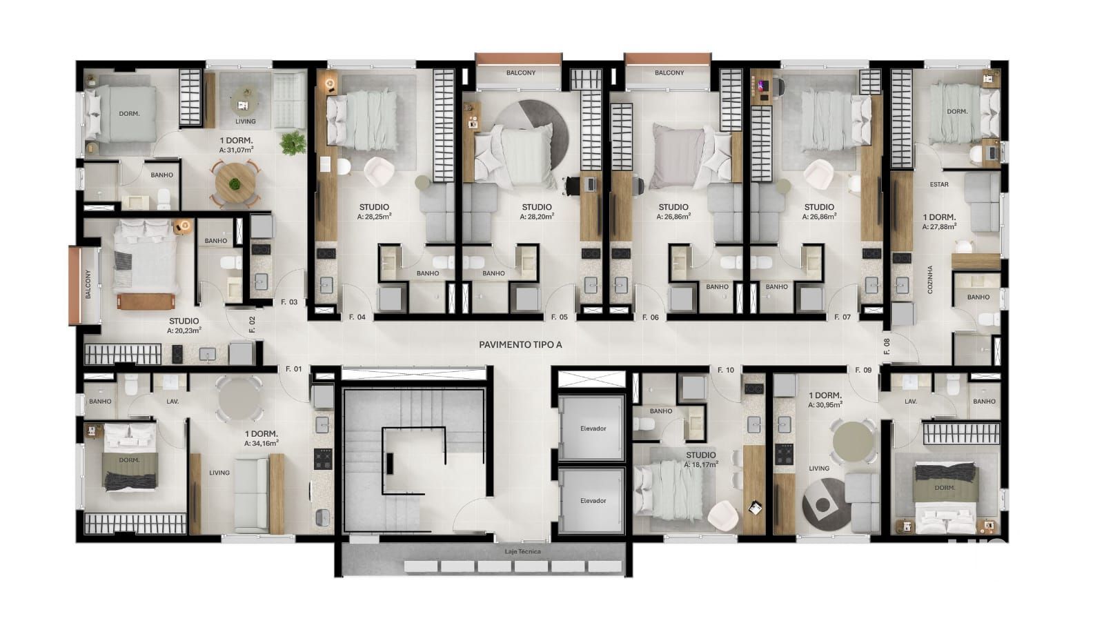 Apartamento 01 dormitório para venda no ed Verso bairro Dores - Entrega abril/28