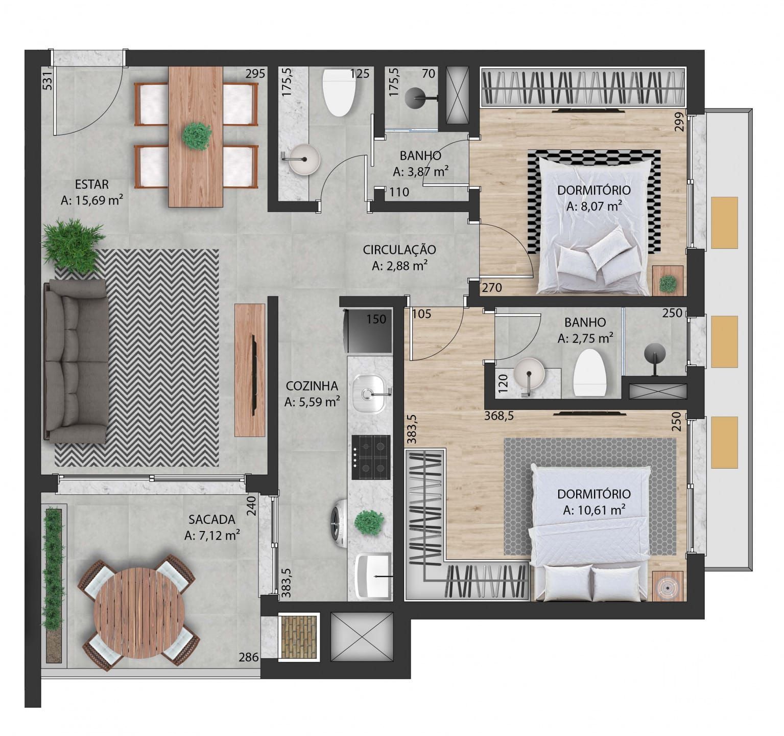 Apartamento 02 dormitório com garagem para venda ed Uniqo em camobi próx UFSM