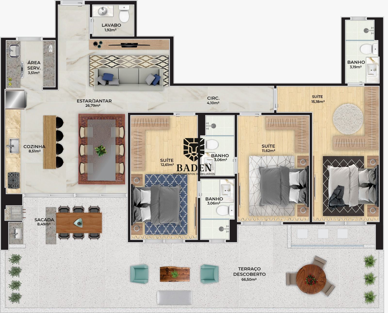 Apartamento à venda com 2 quartos, 119m² - Foto 3