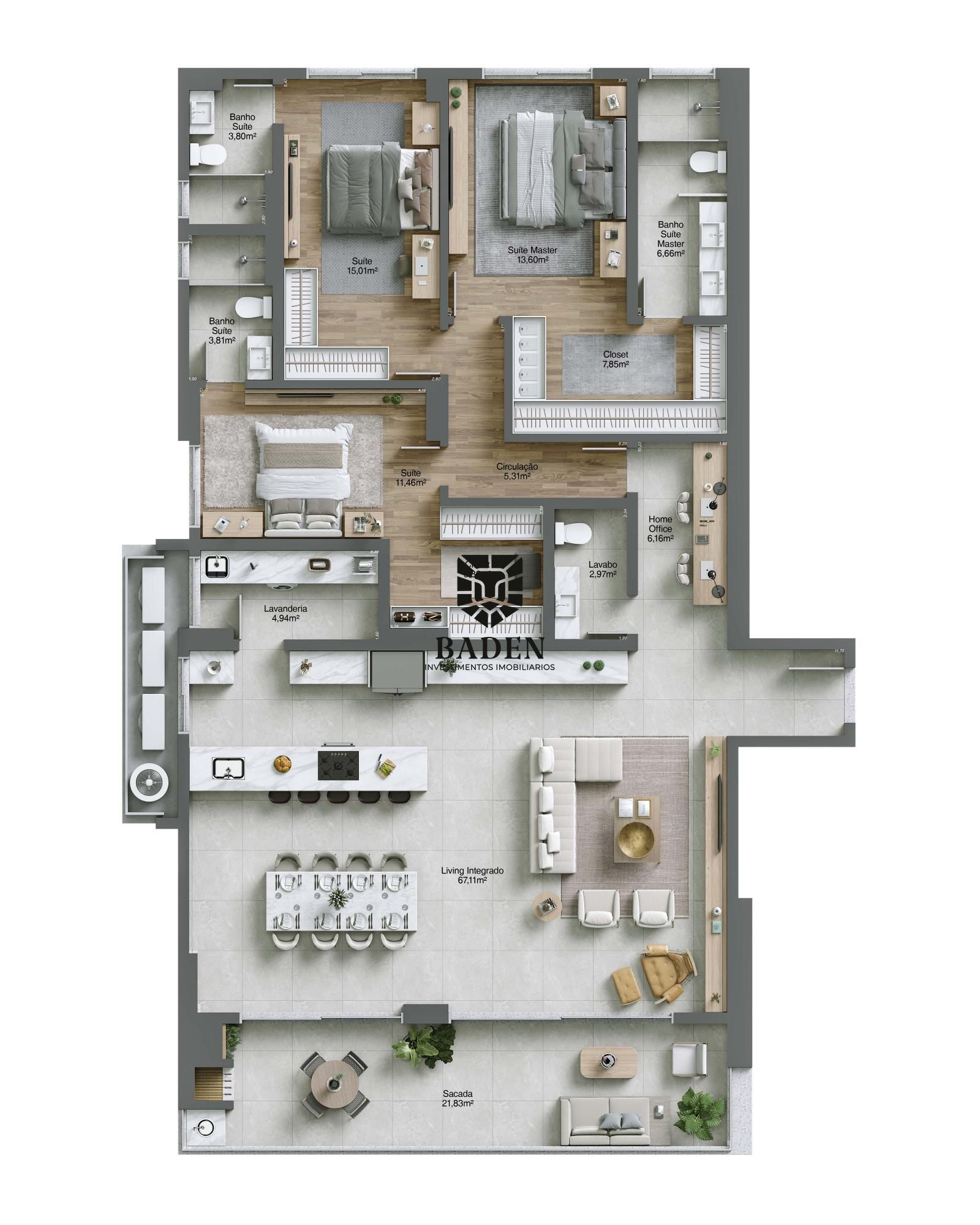 Apartamento à venda com 3 quartos, 196m² - Foto 21