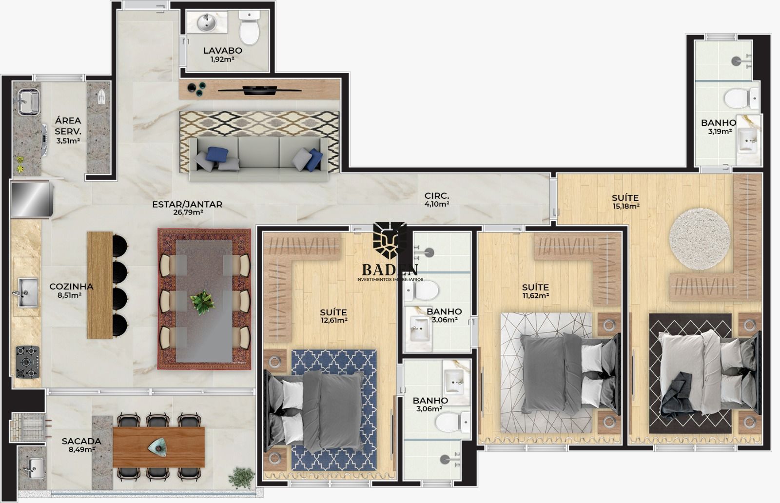 Apartamento à venda com 2 quartos, 119m² - Foto 6