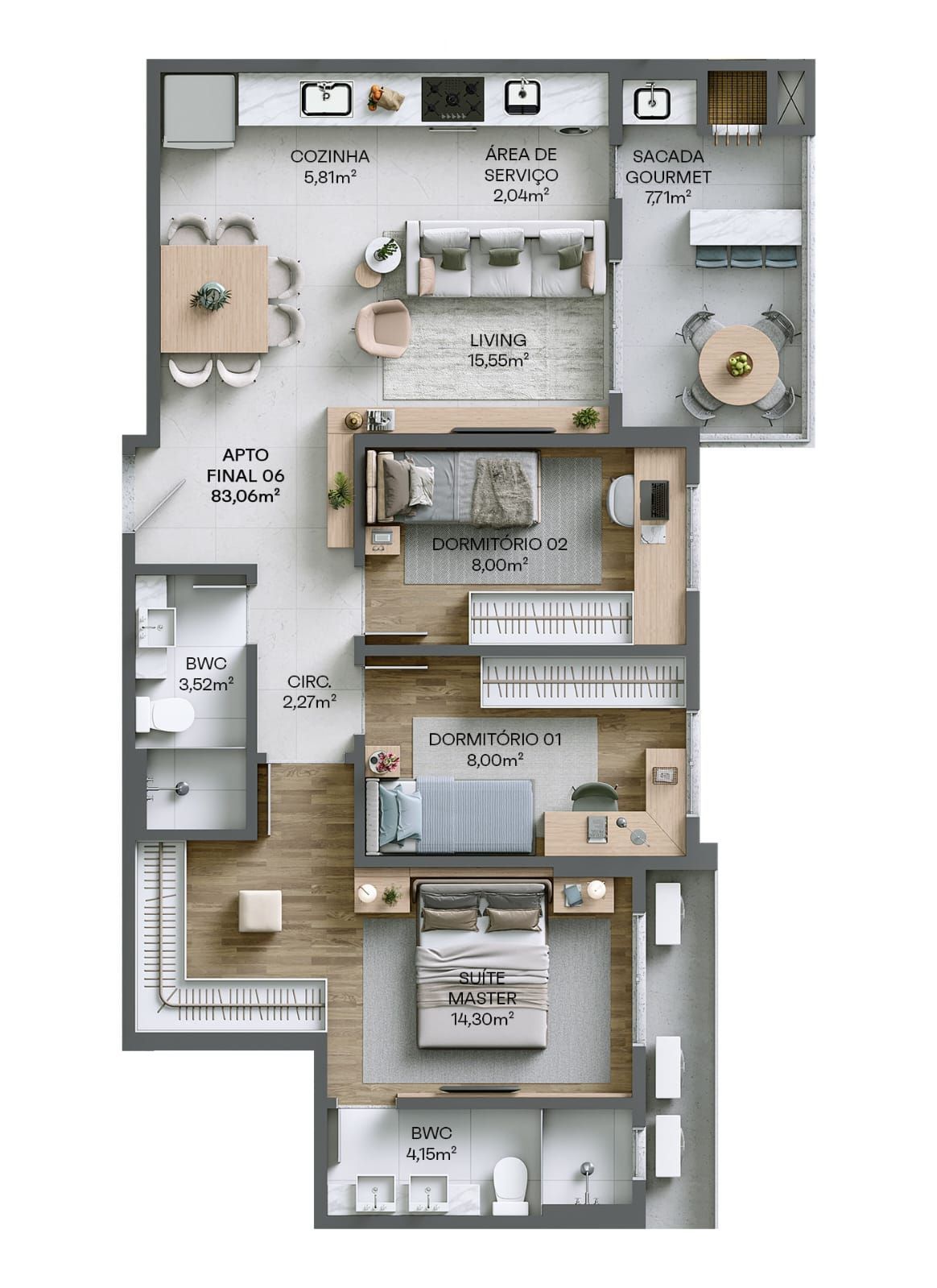 Apartamento, 3 quartos, 83 m² - Foto 14