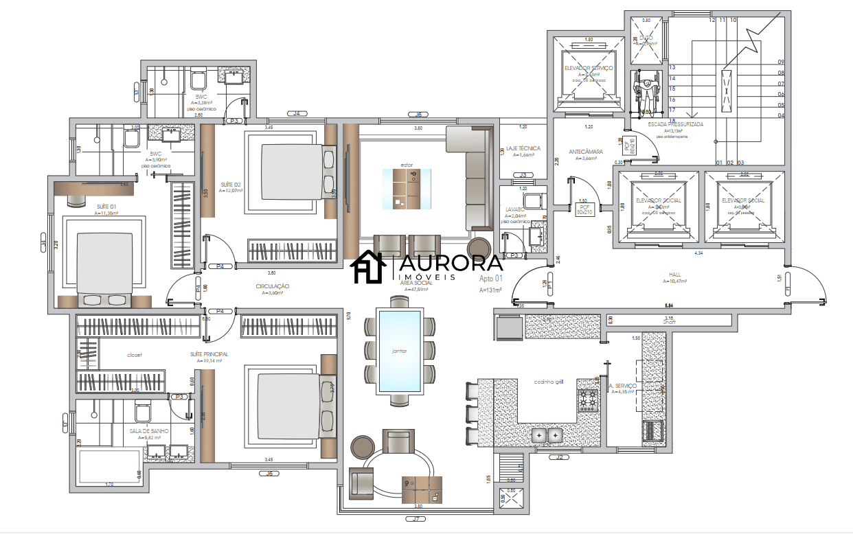 Apartamento à venda com 3 quartos, 131m² - Foto 3