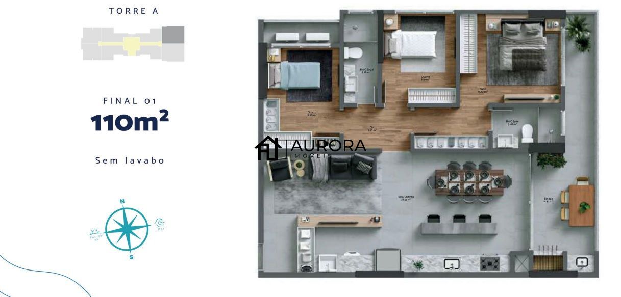 Apartamento, 3 quartos, 110 m² - Foto 1