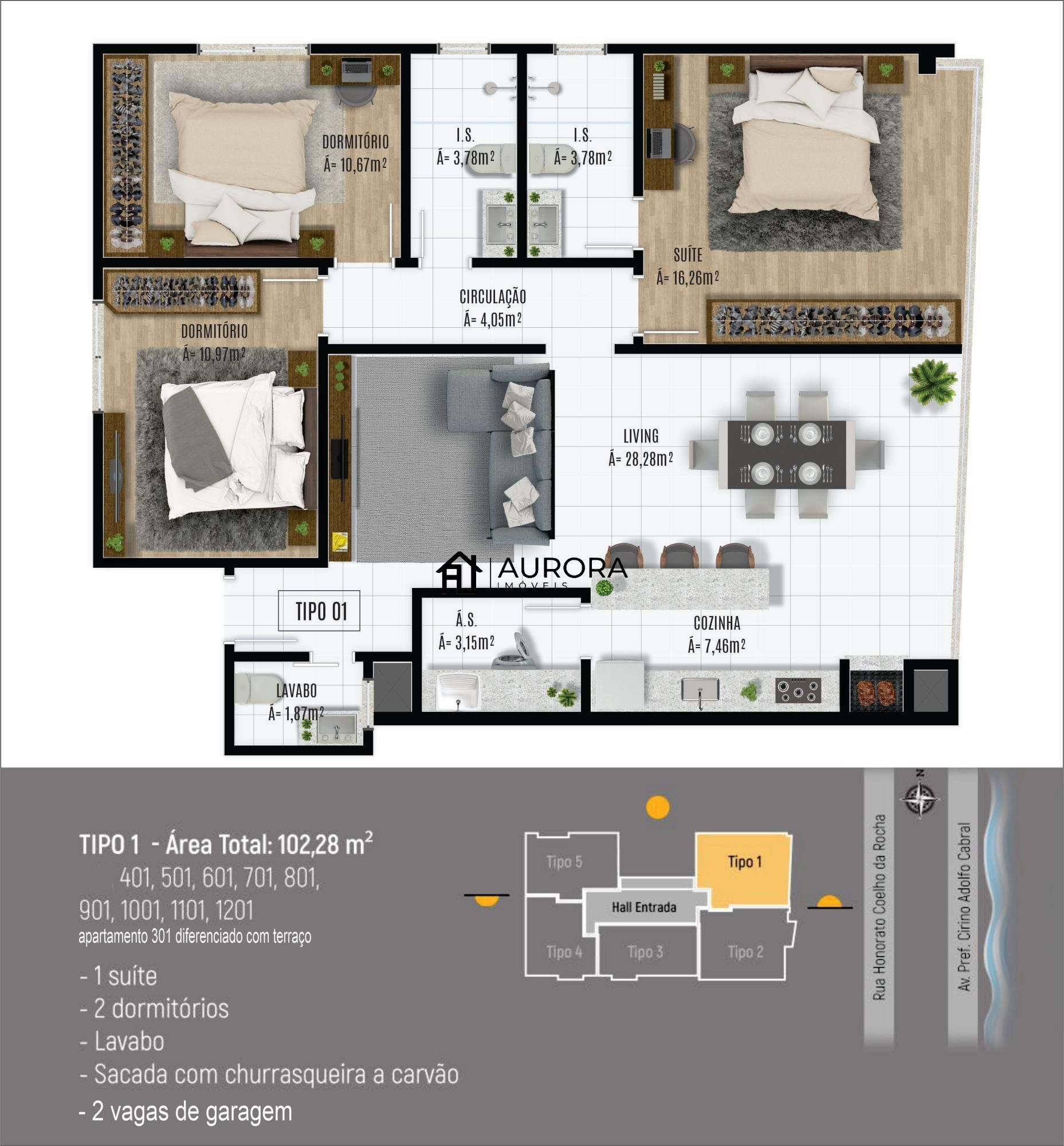 Apartamento à venda com 3 quartos, 102m² - Foto 2