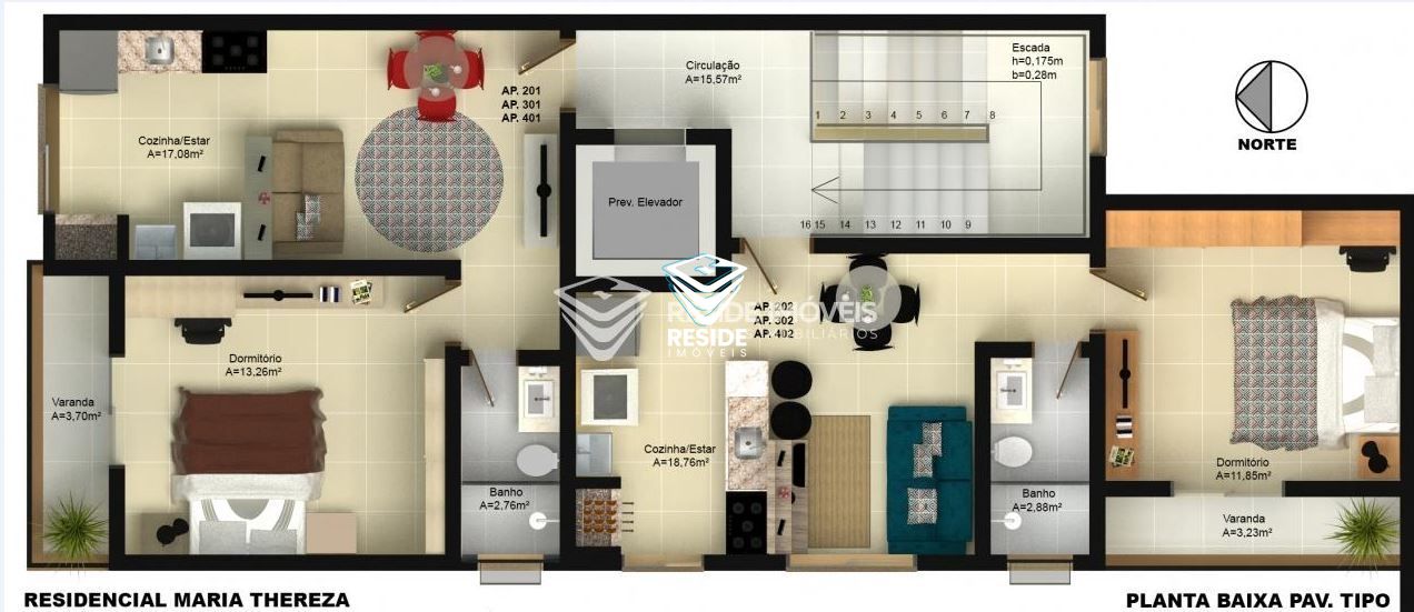 Apartamento com 1 Dormitórios à venda, 43 m² por R$ 168.000,00