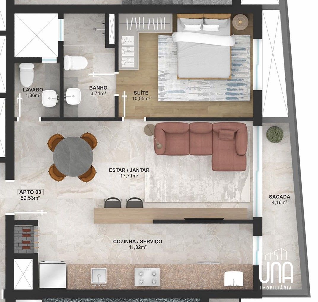Apartamento, 1 quarto, 59 m² - Foto 4