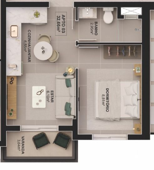 Apartamento, 1 quarto, 32 m² - Foto 12