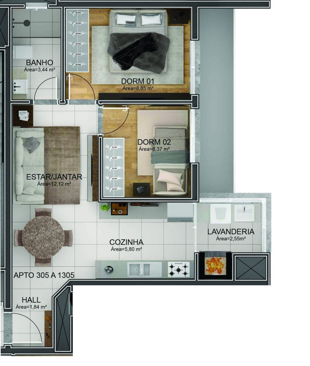 Apartamento, 2 quartos, 52 m² - Foto 9