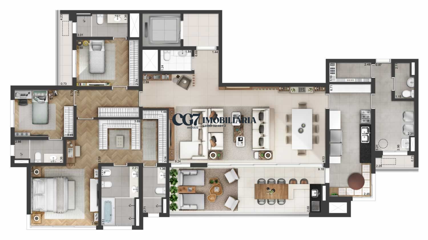 Apartamento à venda com 3 quartos, 228m² - Foto 3