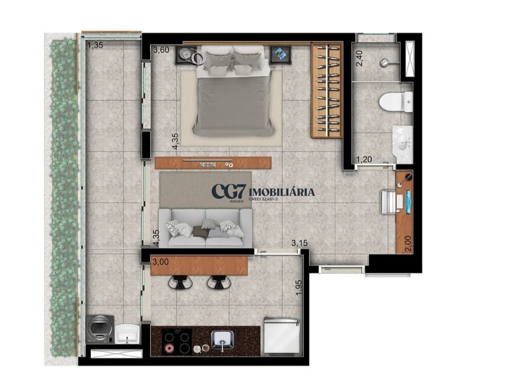 Apartamento à venda com 1 quarto, 46m² - Foto 1