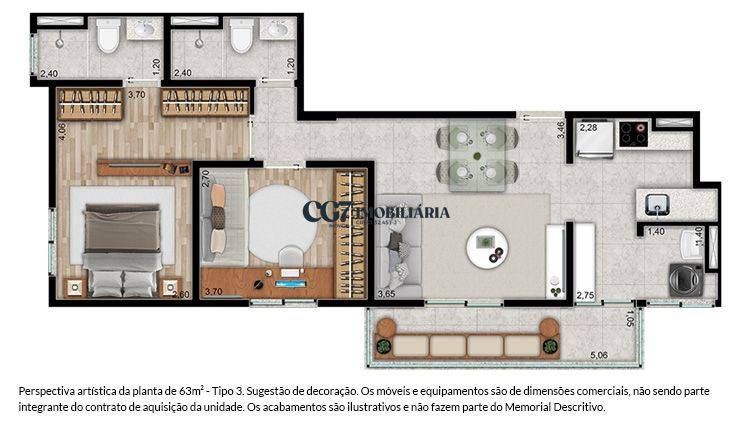 Cobertura à venda com 2 quartos, 63m² - Foto 1