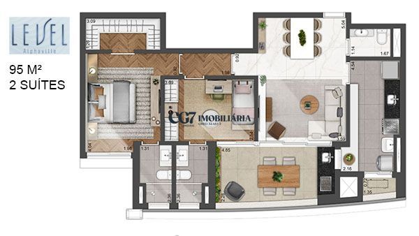 Apartamento à venda com 2 quartos, 95m² - Foto 1