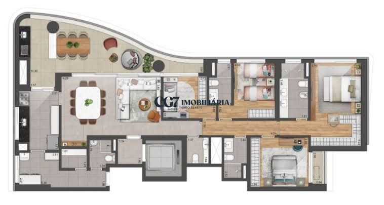 Apartamento à venda com 3 quartos, 180m² - Foto 2