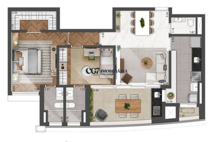 Apartamento à venda com 2 quartos, 95m² - Foto 2