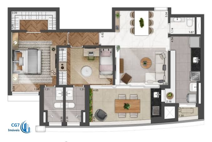 Apartamento à venda com 2 quartos, 95m² - Foto 2