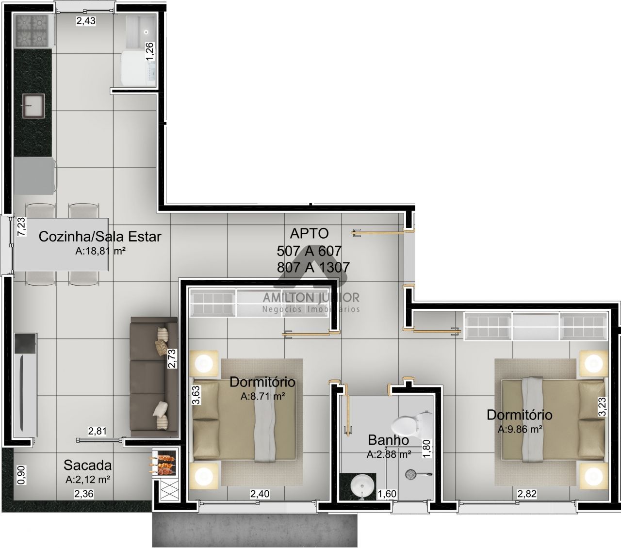 Apartamento à venda com 2 quartos, 60m² - Foto 2