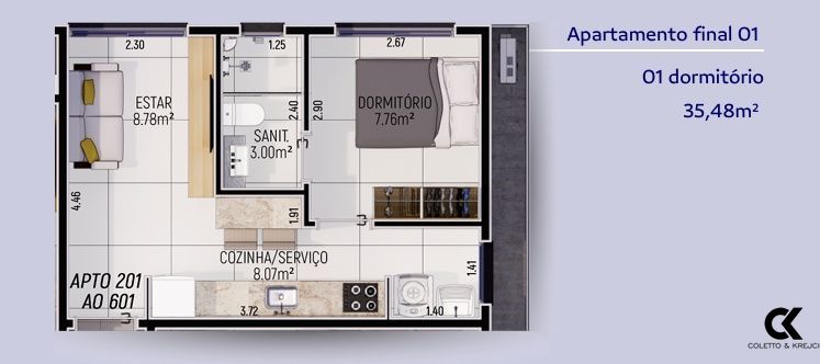 Apartamento à venda com 1 quarto, 35m² - Foto 7