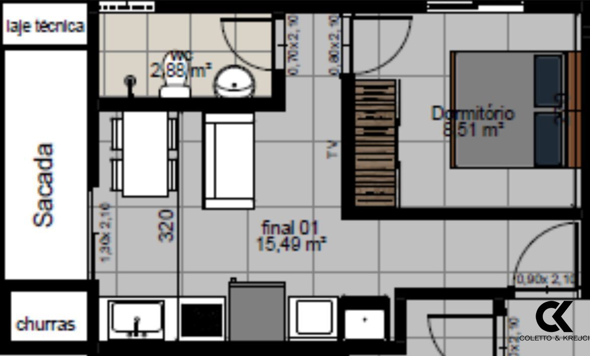 Apartamento, 1 quarto, 36 m² - Foto 3