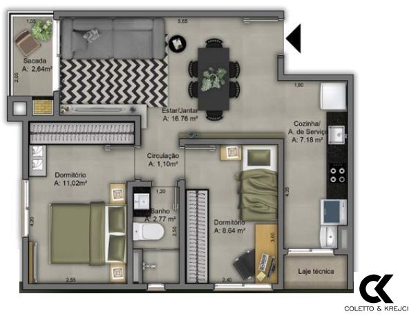 Apartamento à venda com 2 quartos, 62m² - Foto 2