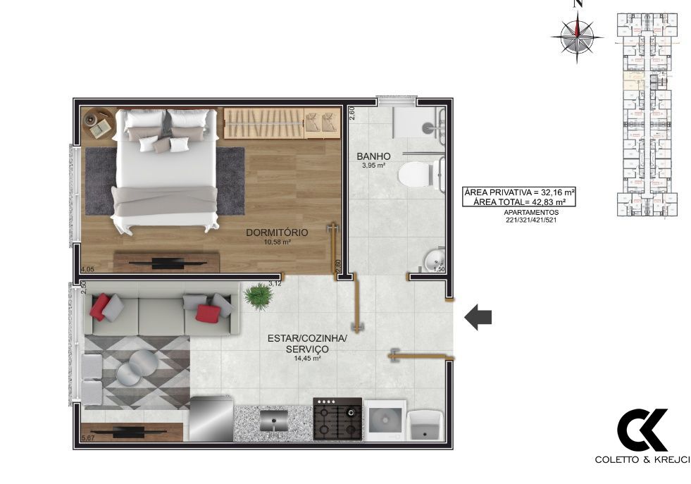 Apartamento à venda com 1 quarto, 31m² - Foto 6