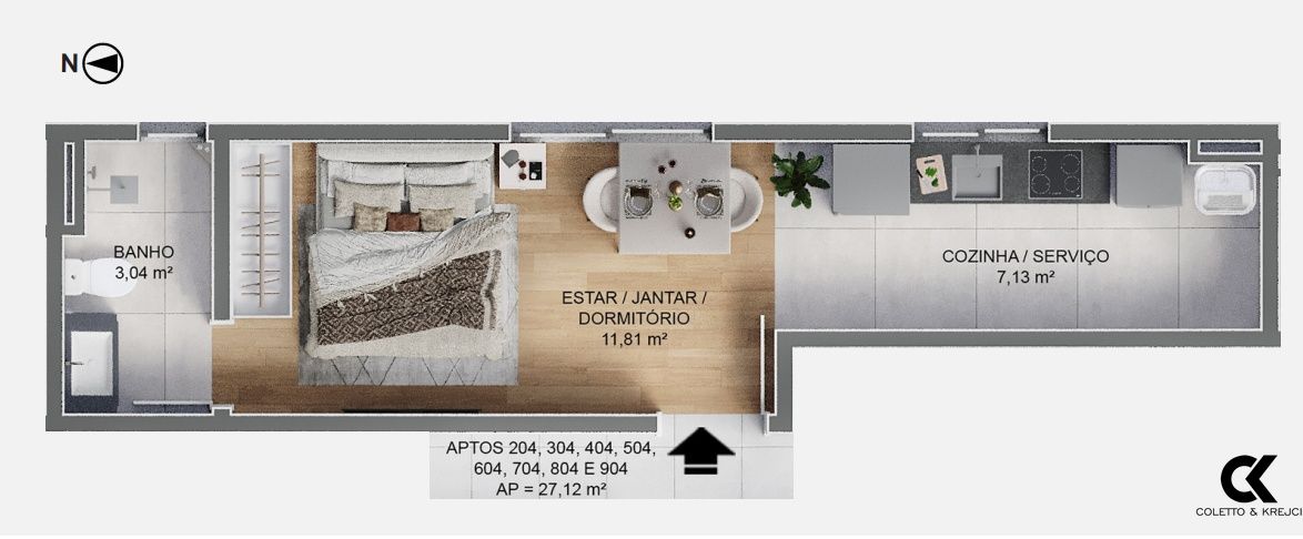 Apartamento, 27 m² - Foto 3