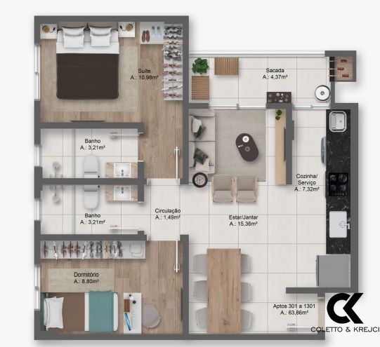 Apartamento à venda com 2 quartos, 65m² - Foto 10